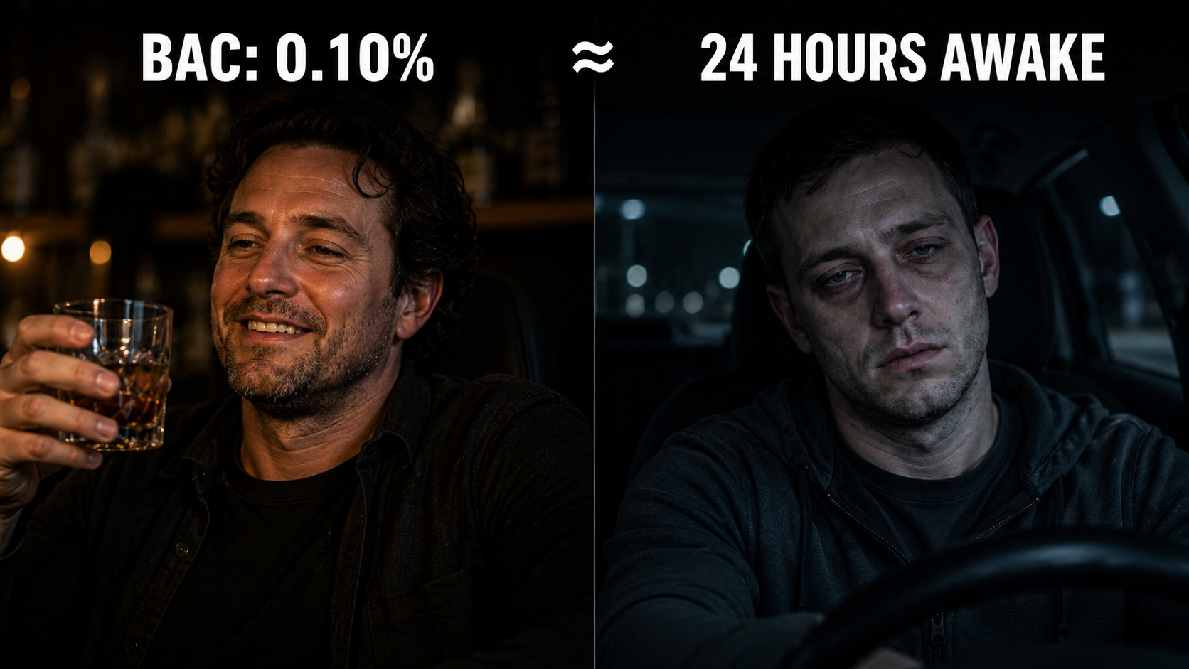 BAC 0.10% is approximately equivalent to 24 hours awake: legally impaired cognitive performance