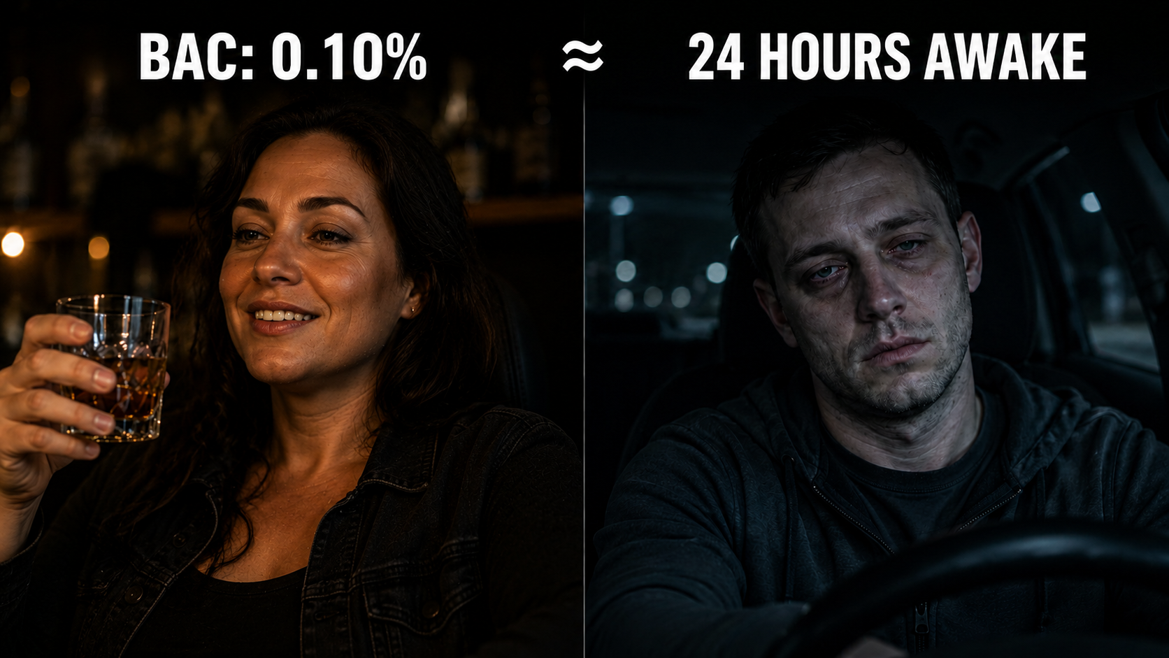BAC 0.10% is approximately equivalent to 24 hours awake: legally impaired cognitive performance